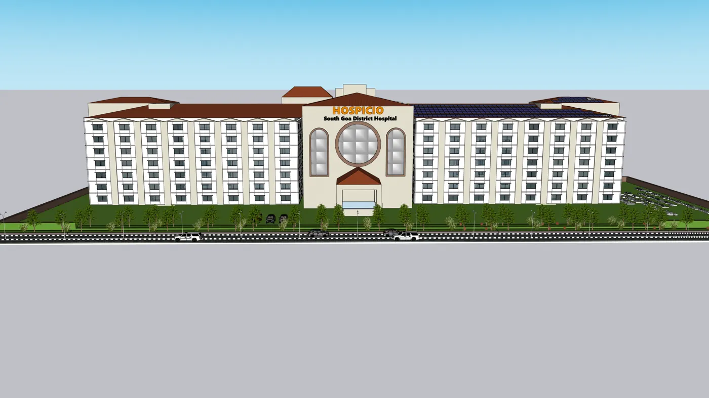 Front elevation, District hospital, South Goa