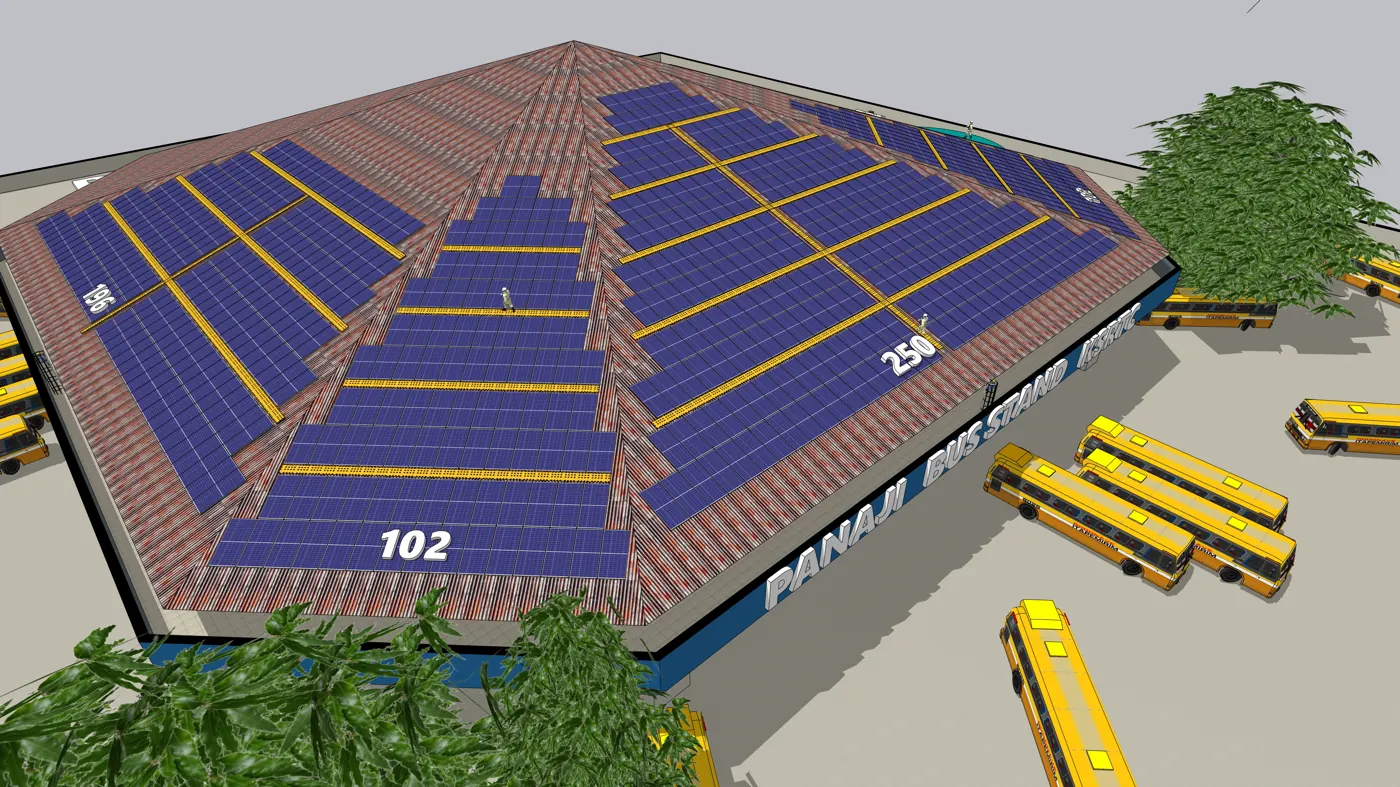Panel blocks on the eastern faces, Panaji Bus Stand, Goa